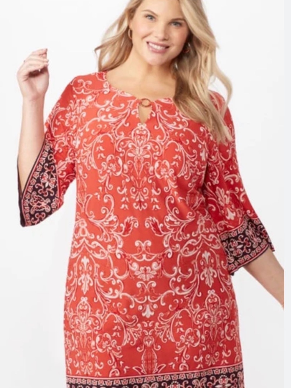 Sandra Darren Filigree Print Short Jersey Sheath Dress Business Travel NWT